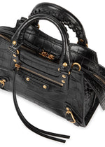 Balenciaga Neo Classic City Mini — Black Croc-Embossed