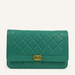 Chanel Boy Wallet on Chain — Aqua Green