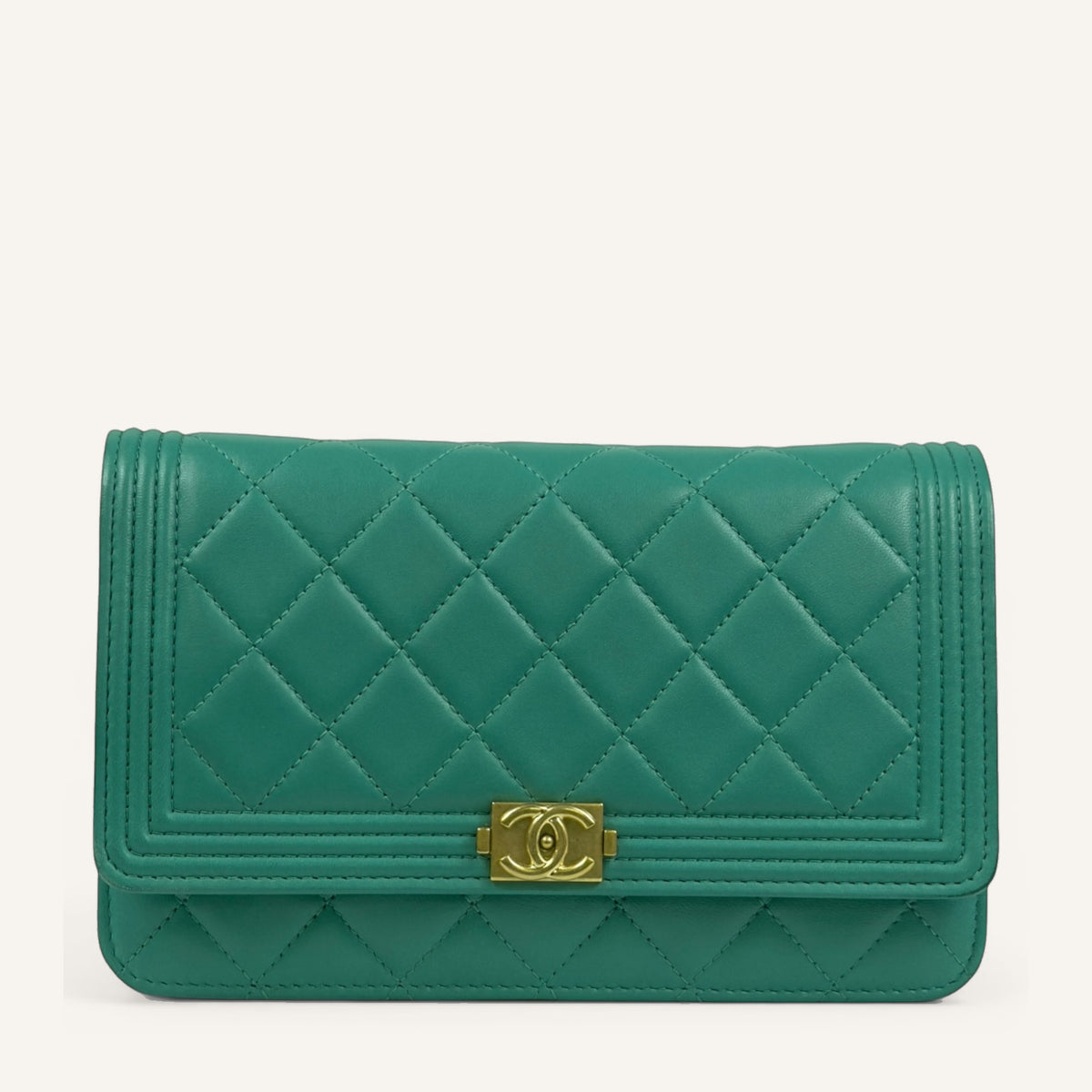 Chanel Boy Wallet on Chain — Aqua Green