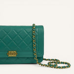 Chanel Boy Wallet on Chain — Aqua Green