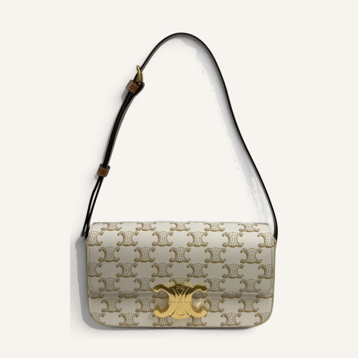 Celine Triomphe Shoulder Bag — Cream / Cuir