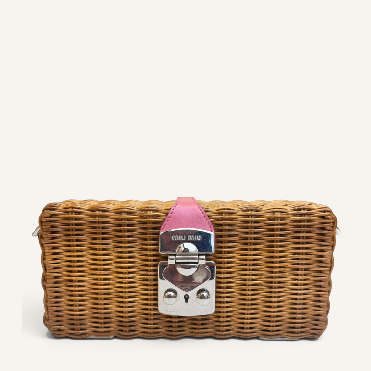 Miu Miu Wicker Box — Brown and Pink