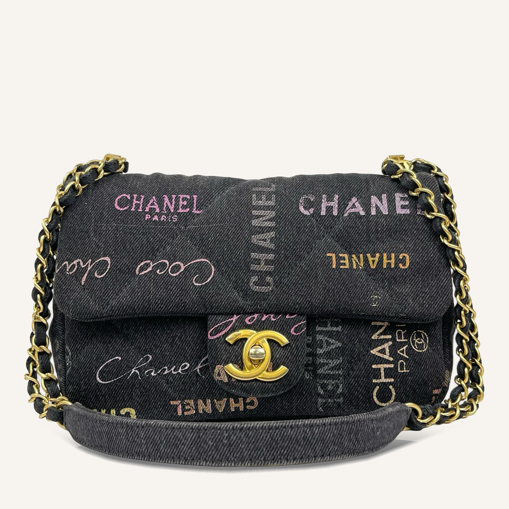 Chanel Denim Flap Bag — Black Multicolour