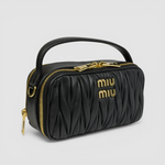 Miu Miu Matelassé Top-Handle Bag — Black