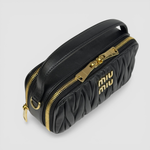 Miu Miu Matelassé Top-Handle Bag — Black