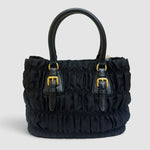Prada Gaufre Nylon and Leather Tote — Black