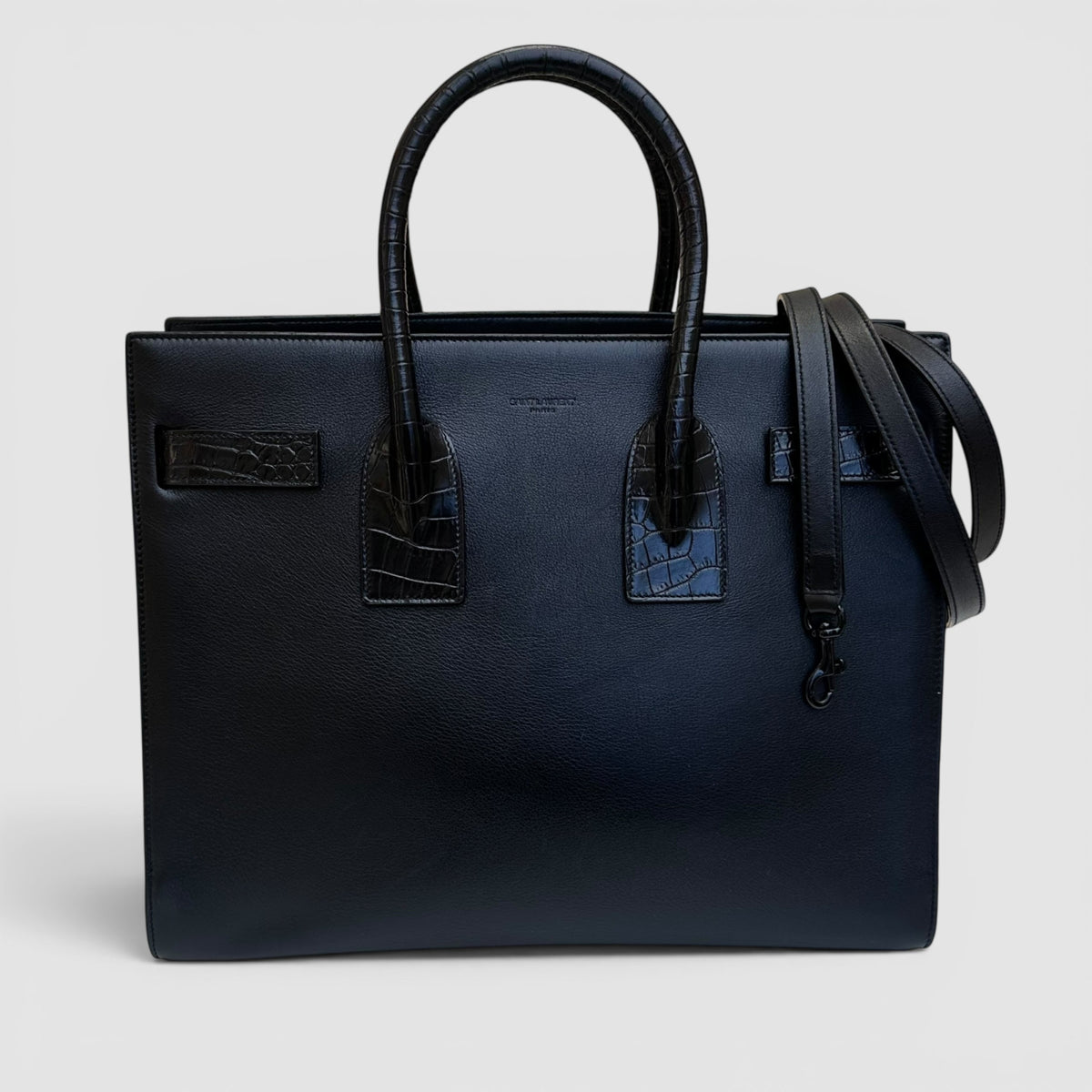 Saint Laurent Sac de Jour Leather Bag — Black