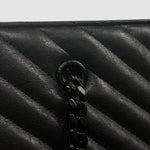 Saint Laurent Chevron Leather Shopper — Black