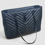 Saint Laurent Chevron Leather Shopper — Black