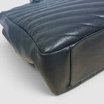 Saint Laurent Chevron Leather Shopper — Black