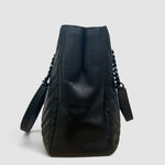 Saint Laurent Chevron Leather Shopper — Black