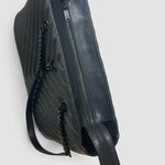 Saint Laurent Chevron Leather Shopper — Black