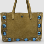 Valentino Garavani Nellcôte Medium Suede Tote — Khaki