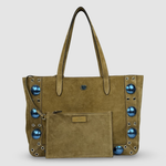 Valentino Garavani Nellcôte Medium Suede Tote — Khaki