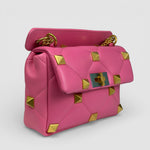 Valentino Roman Stud Medium Leather Bag — Bubble Pink