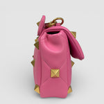 Valentino Roman Stud Medium Leather Bag — Bubble Pink