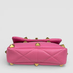 Valentino Roman Stud Medium Leather Bag — Bubble Pink